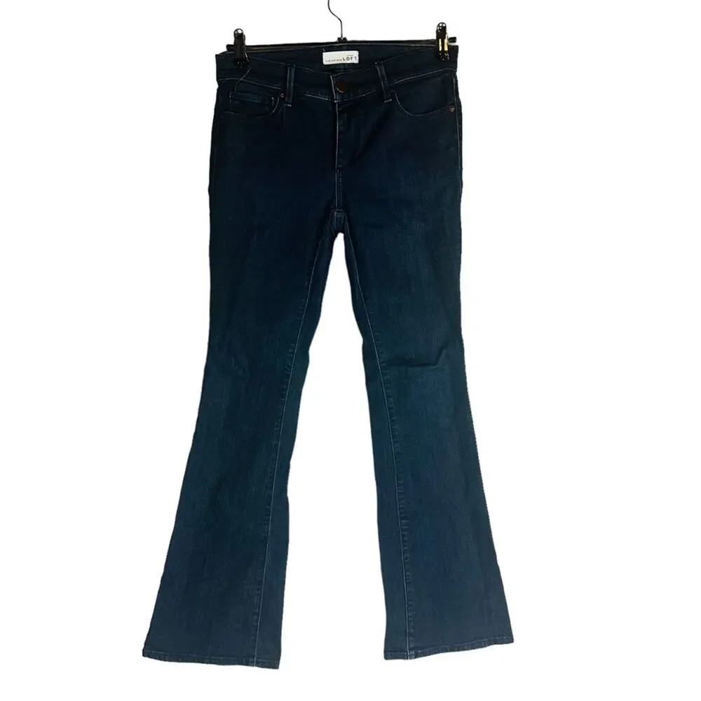 Loft Womans Womans Sz 2/26 Flare Jeans Dark Wash Pockets Stretch‎